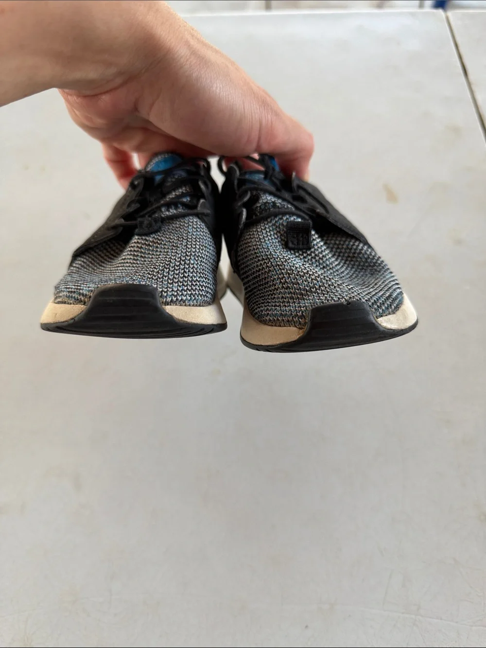 adidas Kids Black and Blue Knit Sneaker
